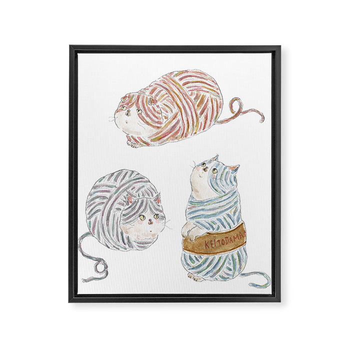 Ball of yarn Cats Framed Canvas Print Gallery Image 1