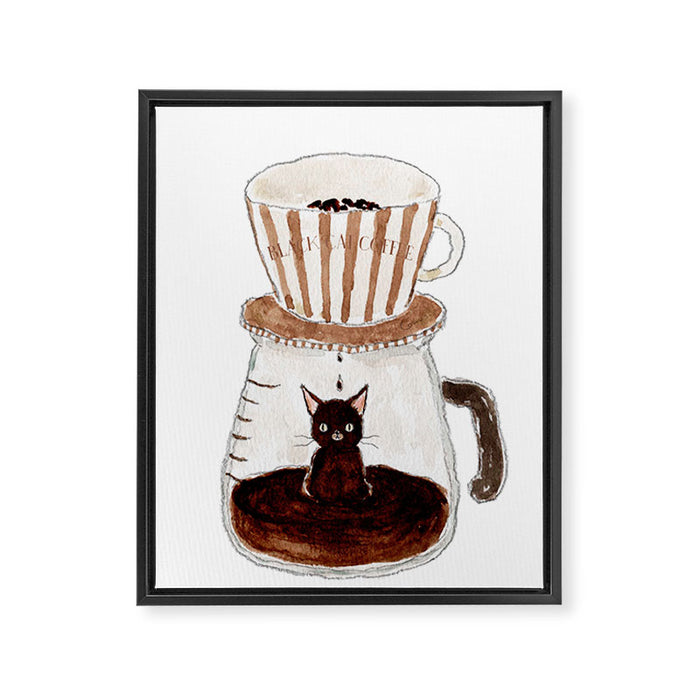 BLACK CAT COFFEE Framed Canvas Print Gallery Image 1