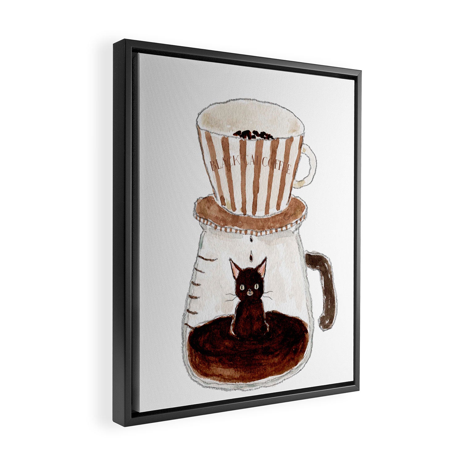 BLACK CAT COFFEE Framed Canvas Print Gallery Image 2
