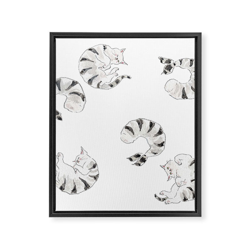 Black tiger prawn Cats Framed Canvas Print Gallery Image 8