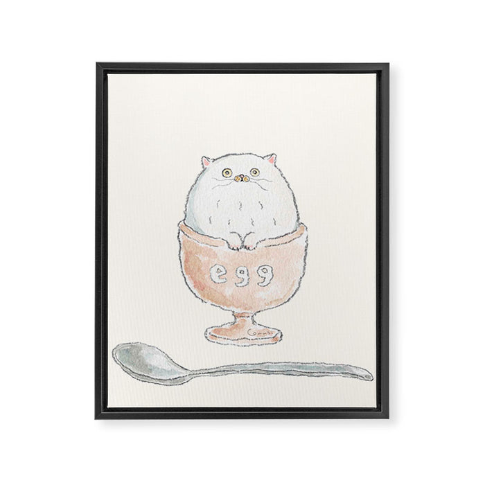 Boiled egg Cat Framed Canvas Print Gallery Image 1