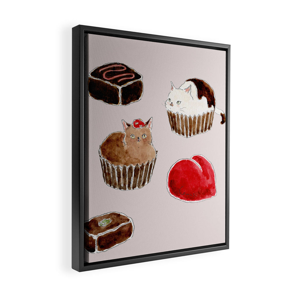 Chocolate Cats Framed Canvas Print Gallery Image 2
