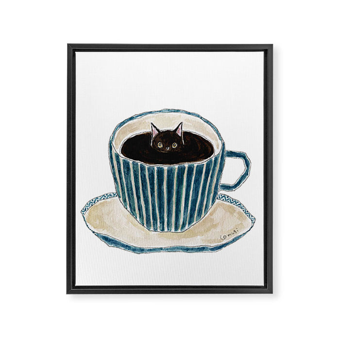Coffe Cat Framed Canvas Print Gallery Image 1