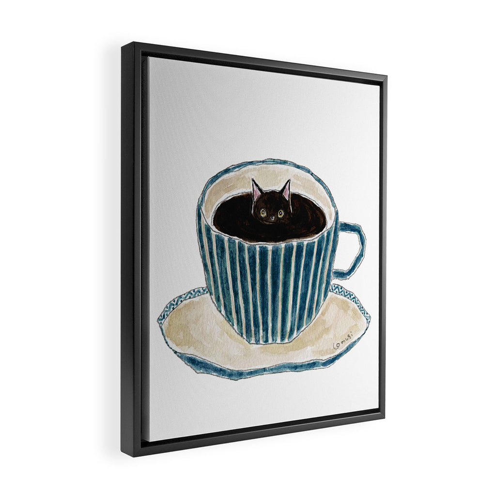 Coffe Cat Framed Canvas Print Gallery Image 2