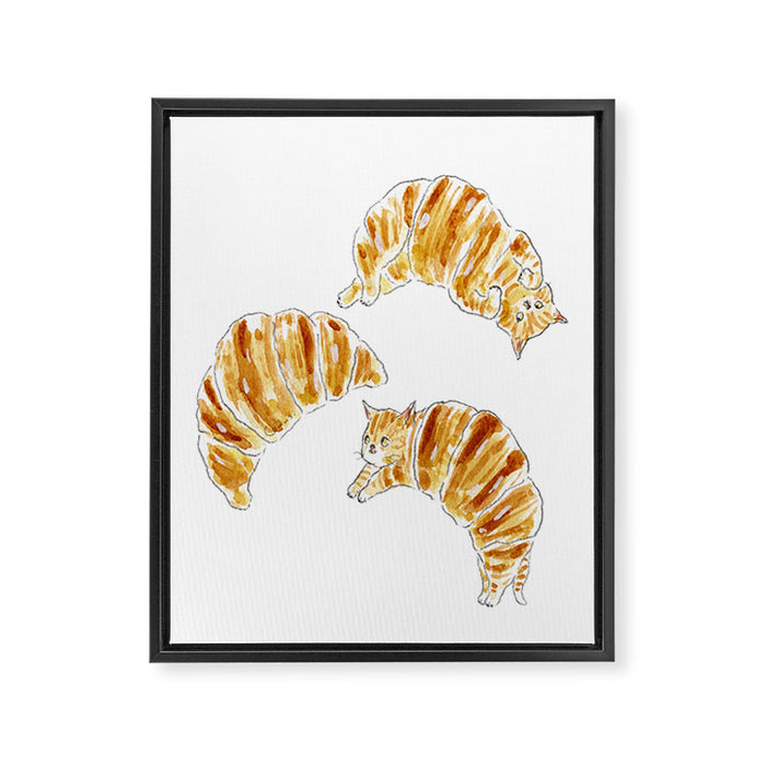 Croissant Cats Framed Canvas Print Gallery Image 1