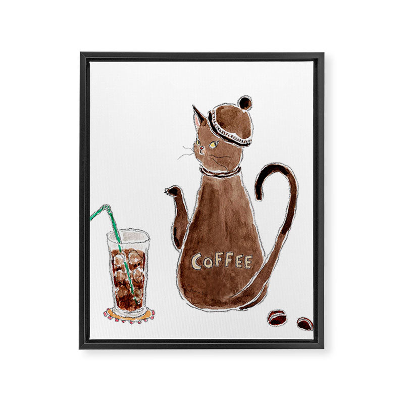 Iced Coffee Cat Framed Canvas Print Gallery Image 8