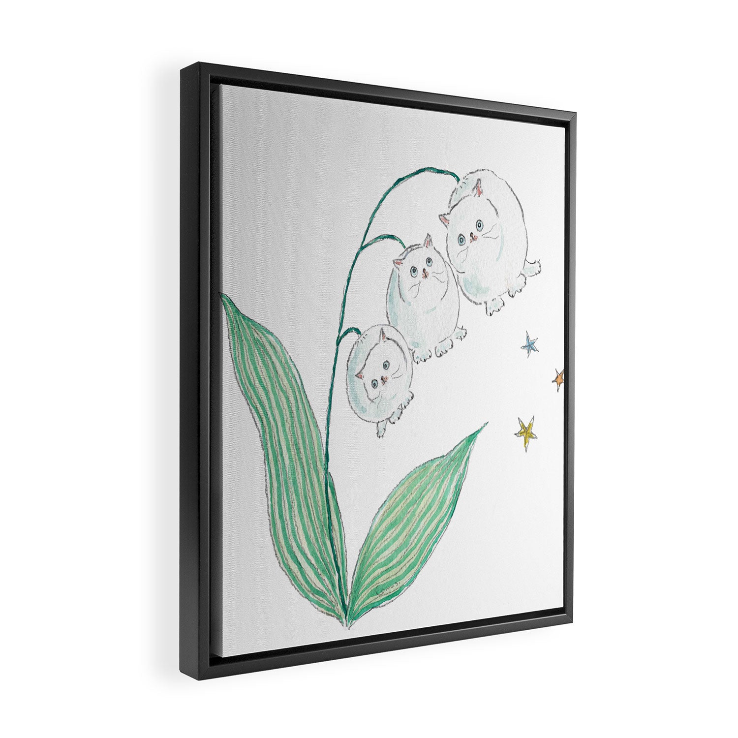 Lily of the valley Cats Framed Canvas Print Gallery Image 2