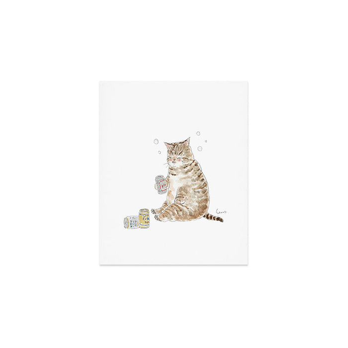 Nonbei Nyanco - Drunk cat - Art Print Gallery Image 1
