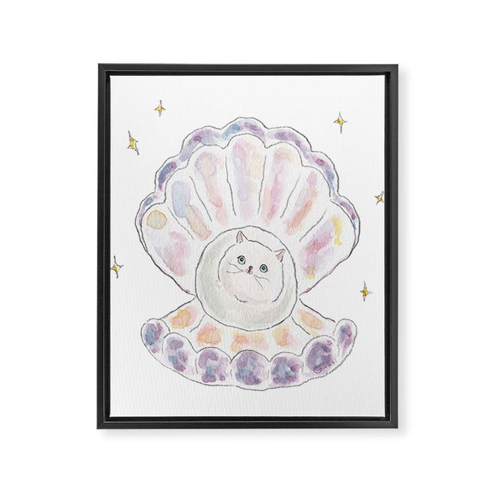 Pearl Cat Framed Canvas Print Gallery Image 1