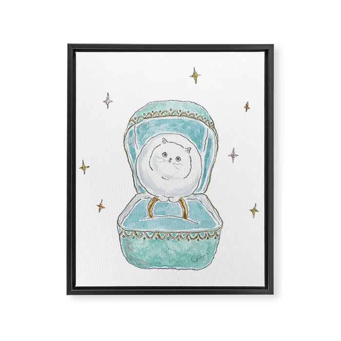 Pearl ring Cat Framed Canvas Print Gallery Image 1