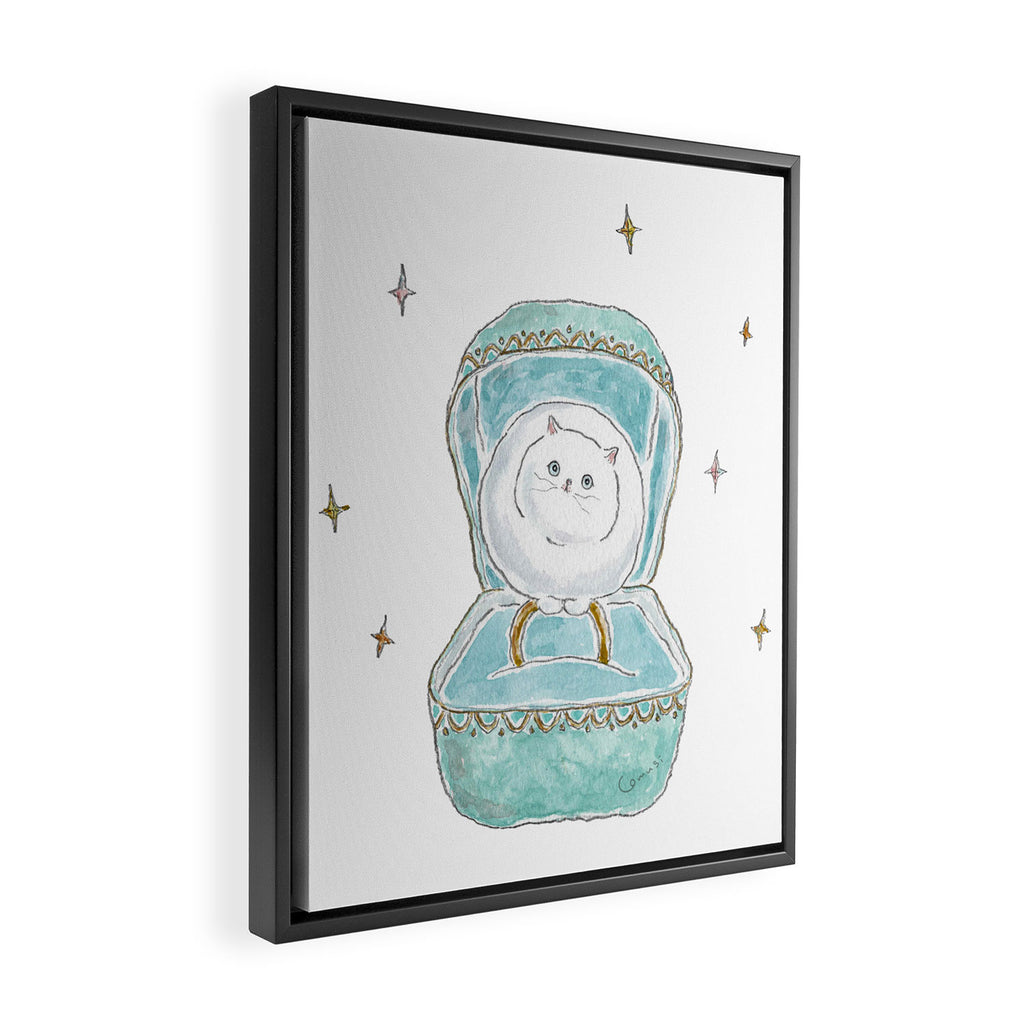 Pearl ring Cat Framed Canvas Print Gallery Image 2