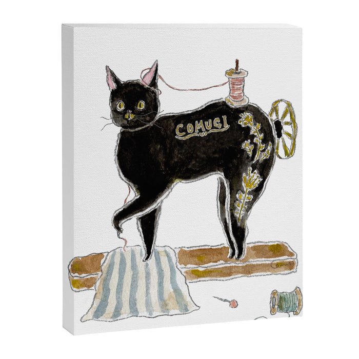 Sewing machine Cat Canvas Print Gallery Image 1