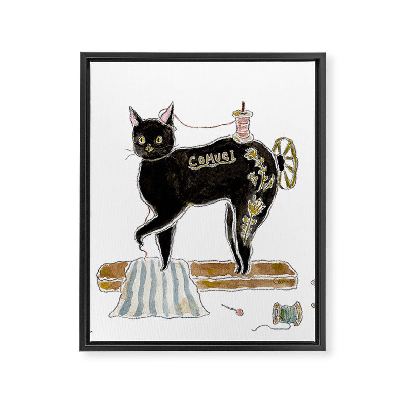Sewing machine Cat Framed Canvas Print Gallery Image 8