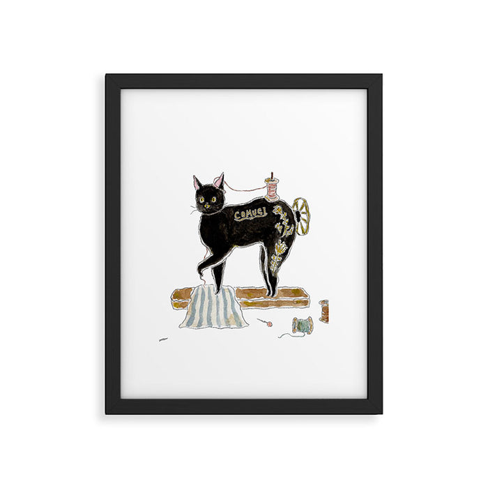 Sewing machine Cat Framed Art Print Gallery Image 1