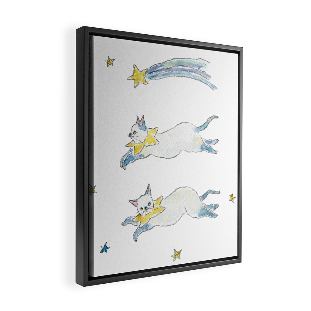 Shooting star Cats Framed Canvas Print Gallery Image 2