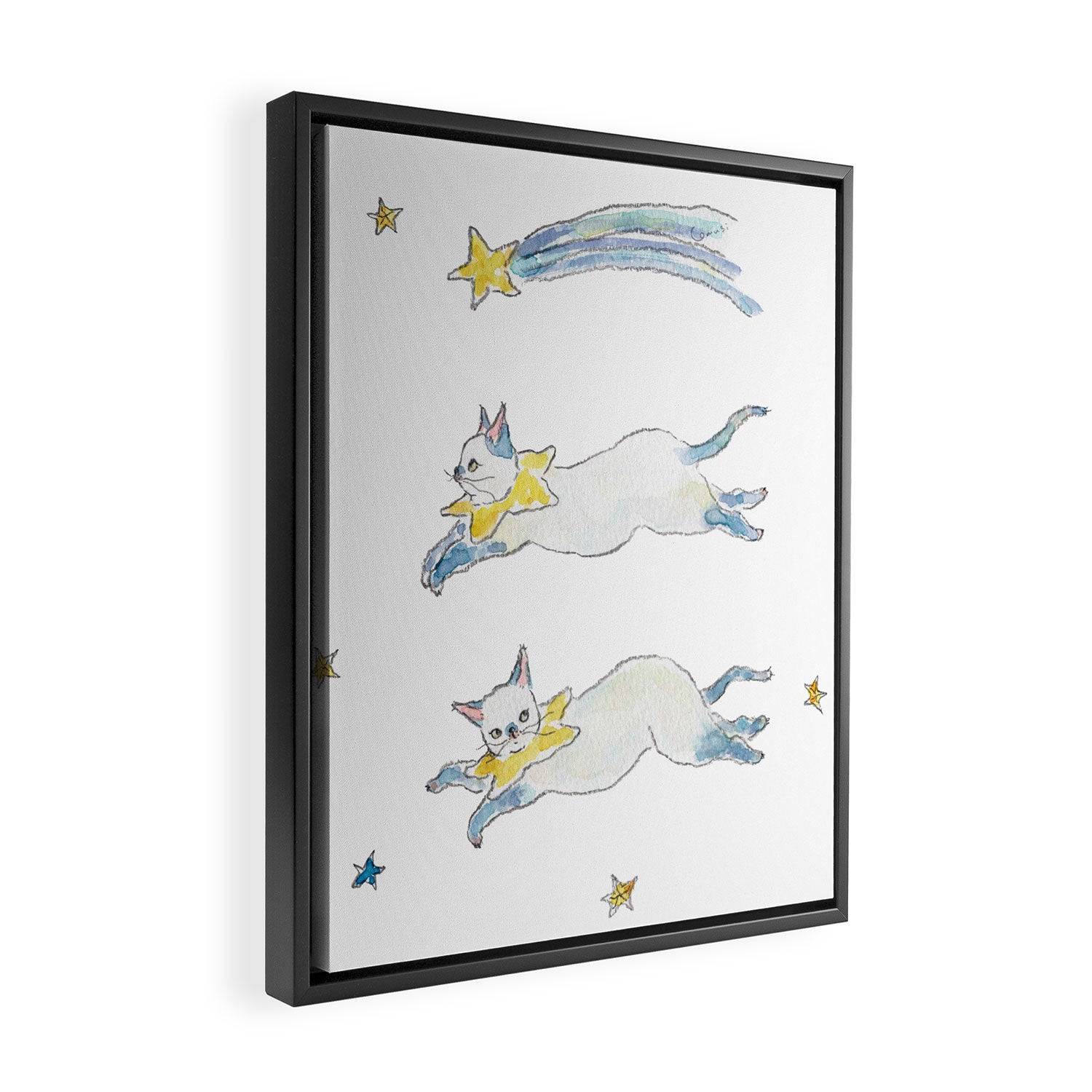 Shooting star Cats Framed Canvas Print Gallery Image 2