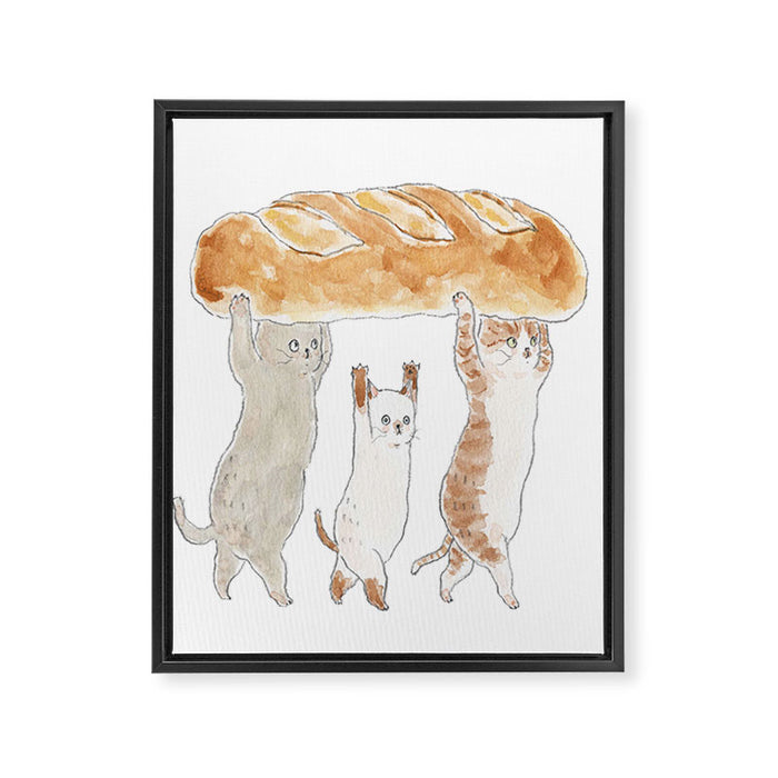 Teku Teku Bread Cats Framed Canvas Print Gallery Image 1
