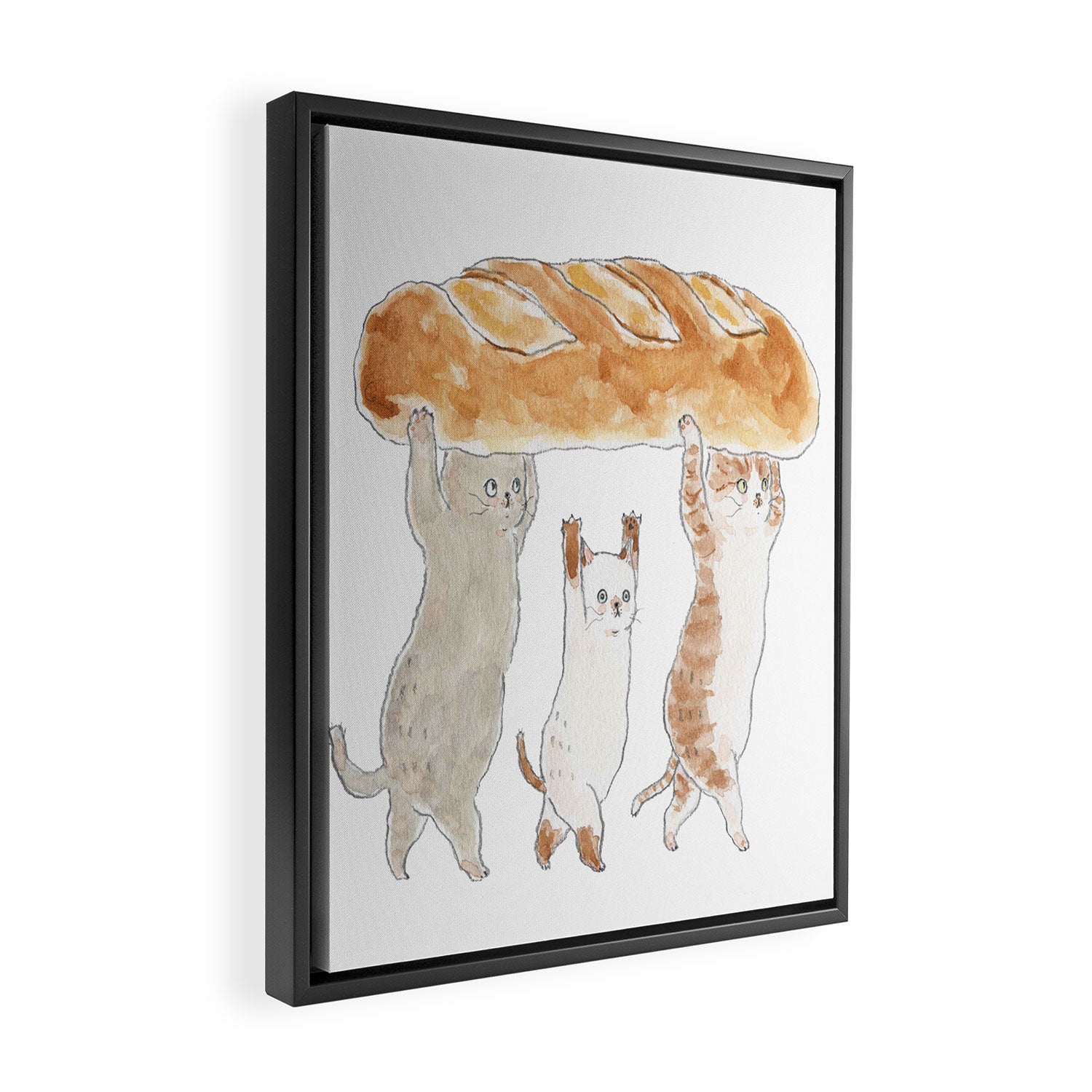 Teku Teku Bread Cats Framed Canvas Print Gallery Image 2