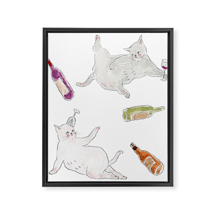 Tipsy CATS Framed Canvas Print Gallery Image 1