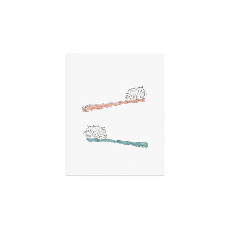 Toothbrush Cats Art Print Gallery Image 1
