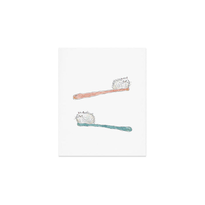 Toothbrush Cats Art Print Gallery Image 1