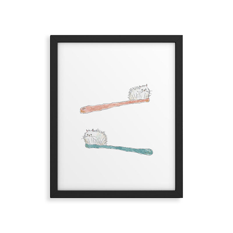 Toothbrush Cats Framed Art Print Gallery Image 6