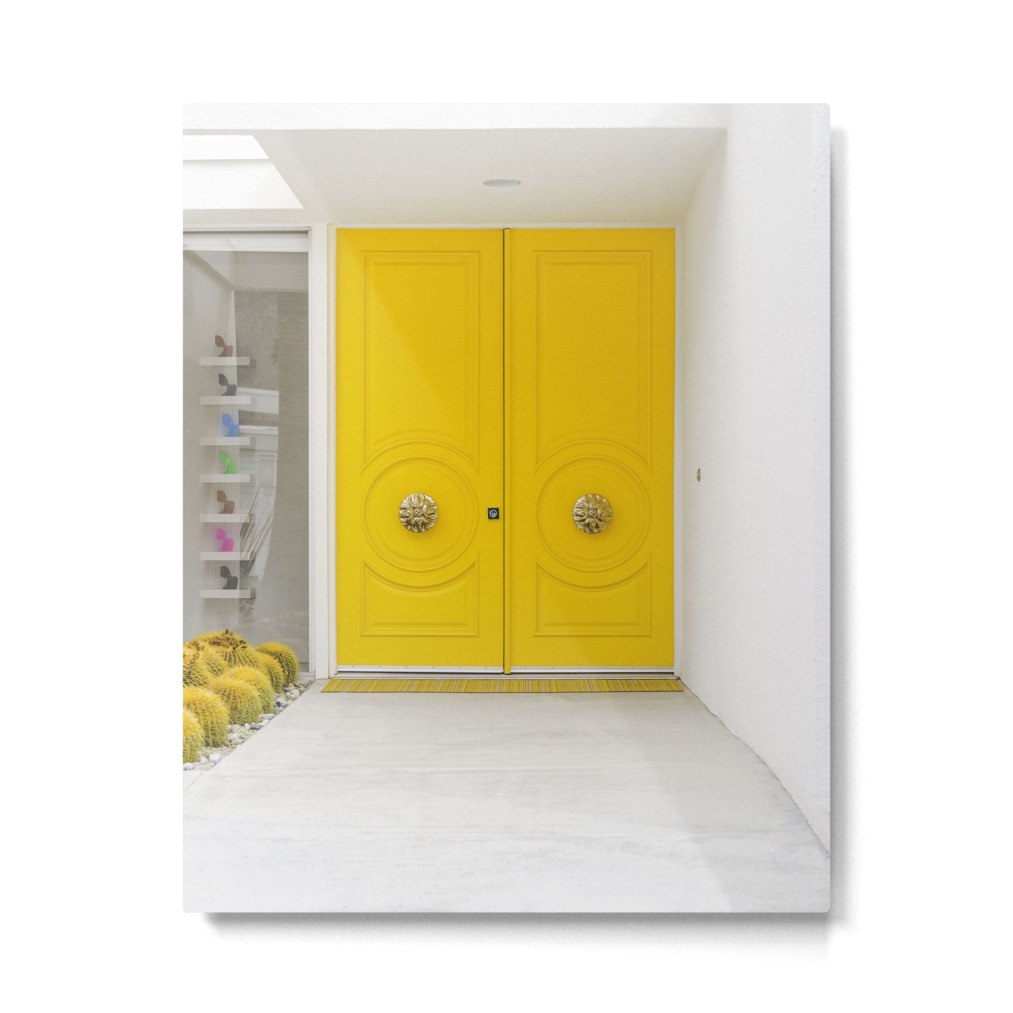 Canary Yellow Doors on a Mid-Century Modern Home - Palm Springs, California Metal Print Gallery Image 4