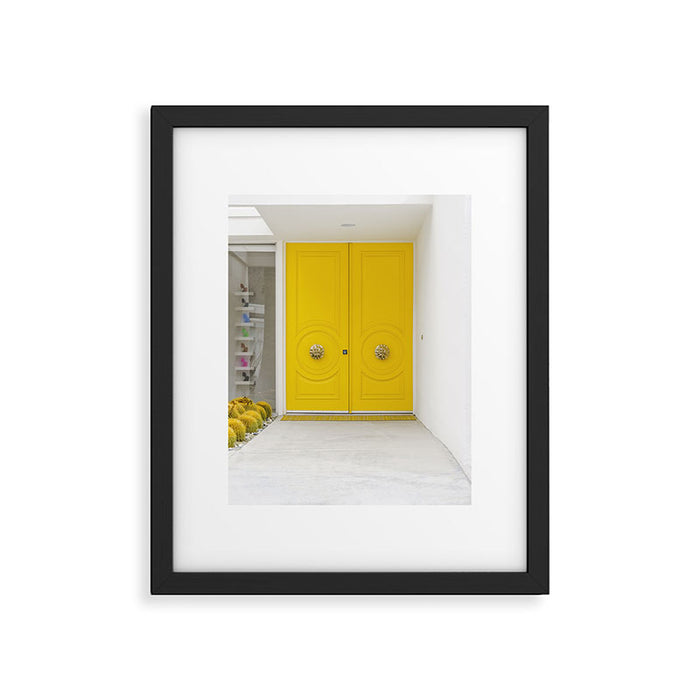 Canary Yellow Doors on a Mid-Century Modern Home - Palm Springs, California Framed Art Print Gallery Image 1