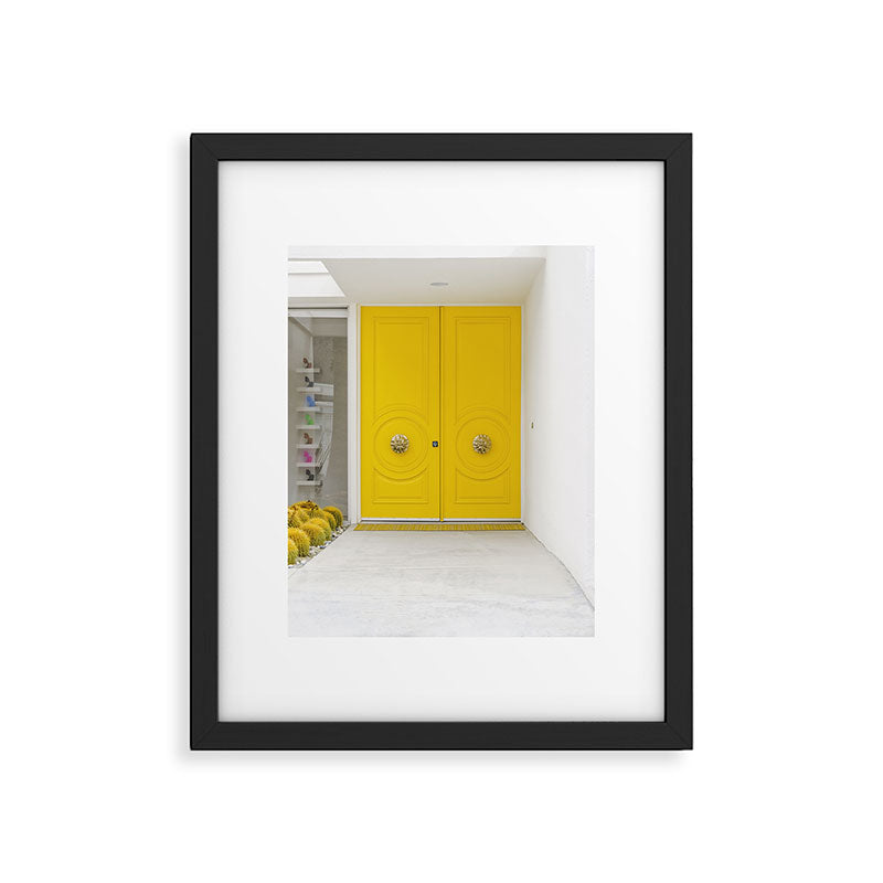 Canary Yellow Doors on a Mid-Century Modern Home - Palm Springs, California Framed Art Print Gallery Image 5