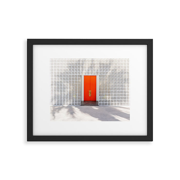Parker Palm Springs Orange Doors with Palm Tree Shadow Framed Art Print Gallery Image 1