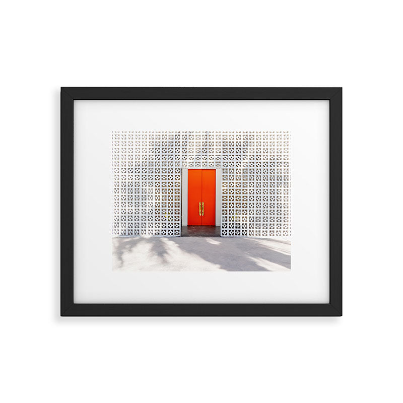 Parker Palm Springs Orange Doors with Palm Tree Shadow Framed Art Print Gallery Image 5