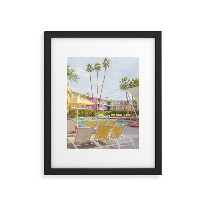 Poolside at the Saguaro Hotel Panorama - Palm Springs, California Framed Art Print Gallery Image 1