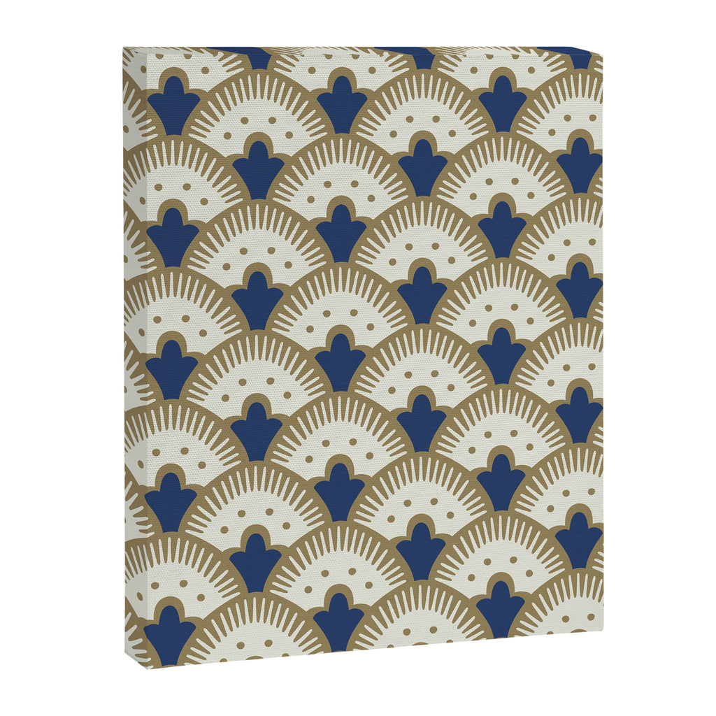 Art Deco Fan Pattern Blue and Gold Canvas Print Gallery Image 8