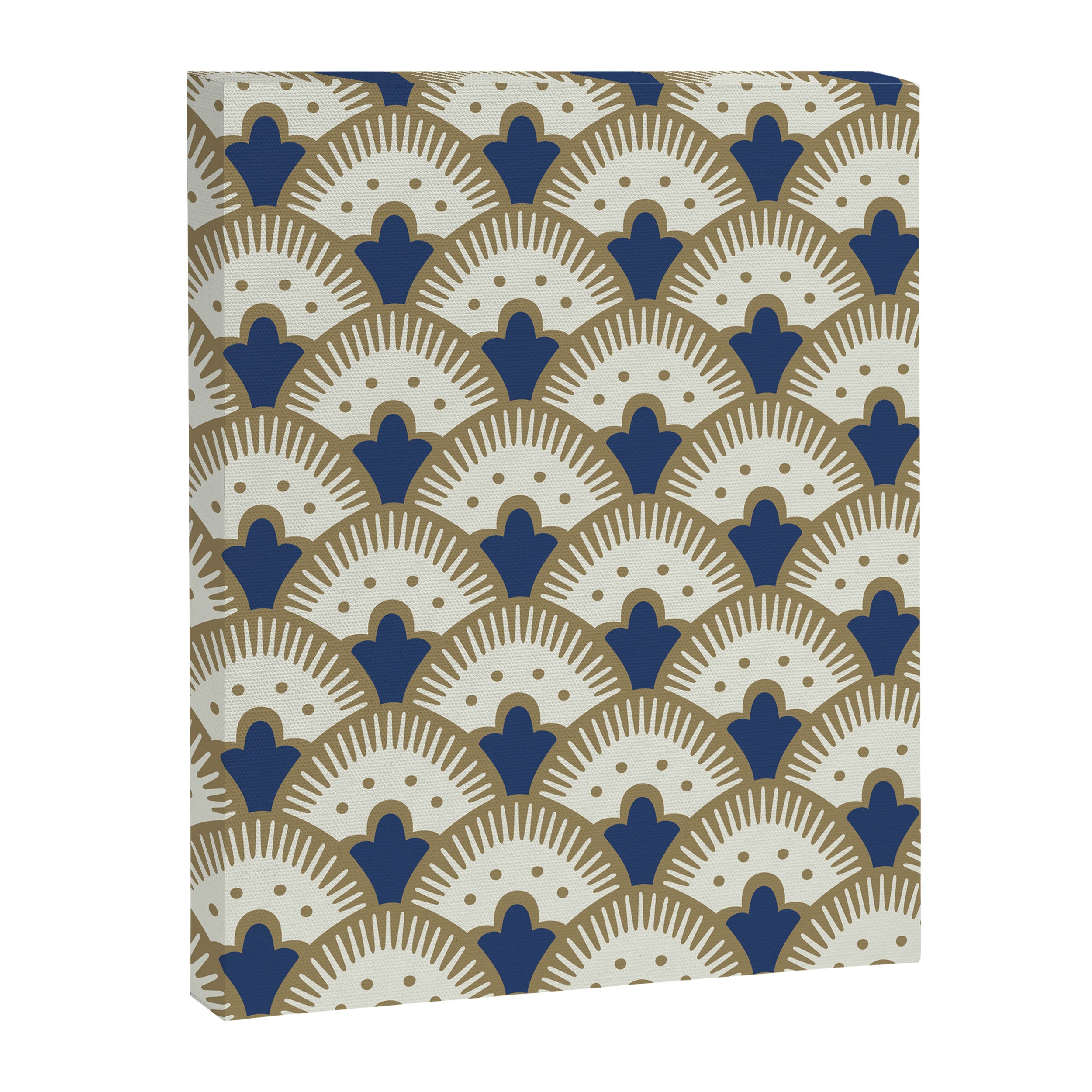 Art Deco Fan Pattern Blue and Gold Canvas Print Gallery Image 8