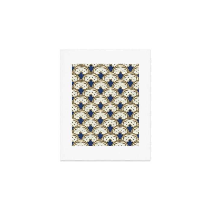 Art Deco Fan Pattern Blue and Gold Art Print Gallery Image 1