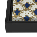 Art Deco Fan Pattern Blue and Gold Framed Canvas Print Gallery Image 3