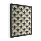 Art Deco Fan Pattern Blue and Gold Framed Canvas Print Gallery Image 2