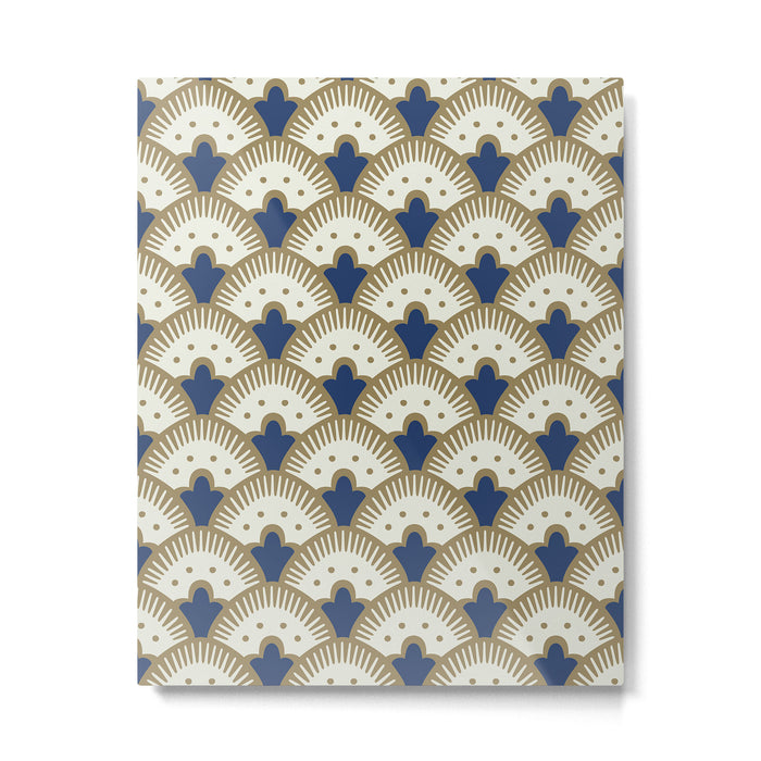 Art Deco Fan Pattern Blue and Gold Metal Print Gallery Image 1