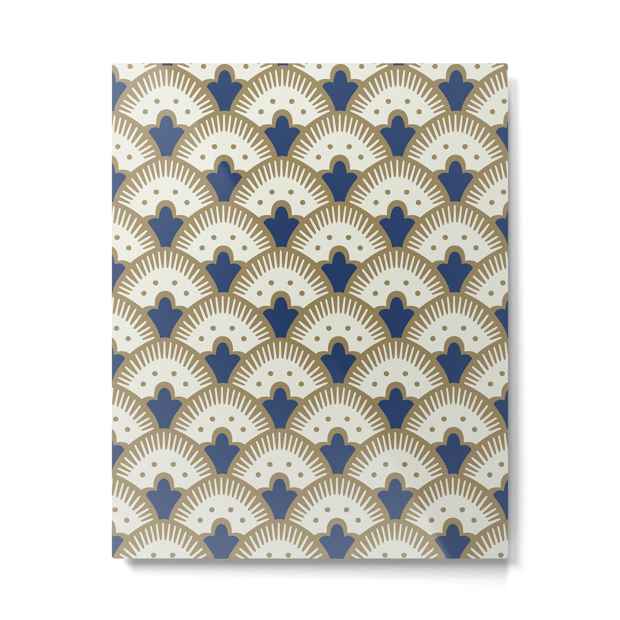 Art Deco Fan Pattern Blue and Gold Metal Print Gallery Image 6