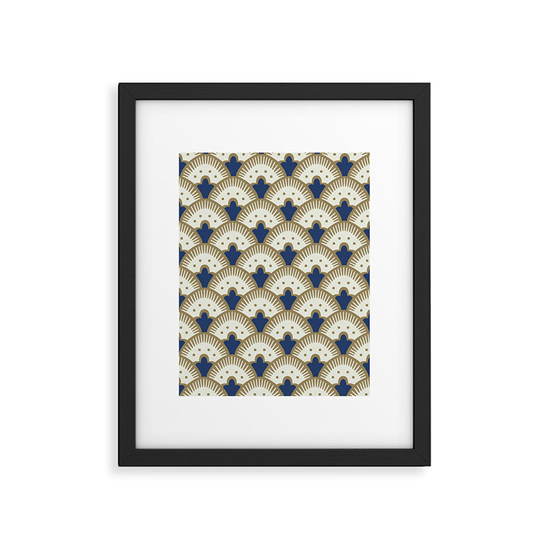 Art Deco Fan Pattern Blue and Gold Framed Art Print Gallery Image 4