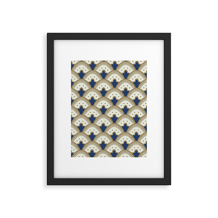 Art Deco Fan Pattern Blue and Gold Framed Art Print Gallery Image 1
