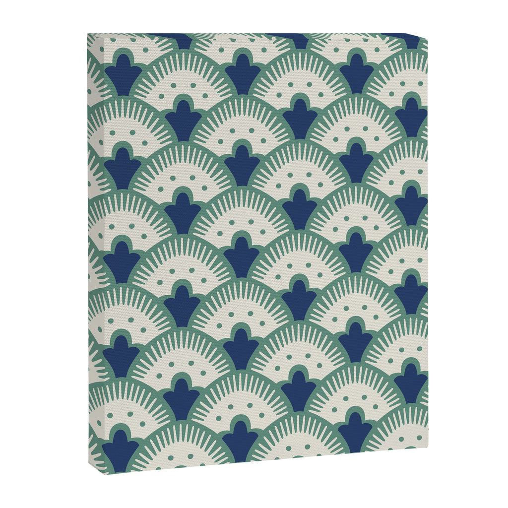 Art Deco Fan Pattern Blue/Green Canvas Print Gallery Image 8