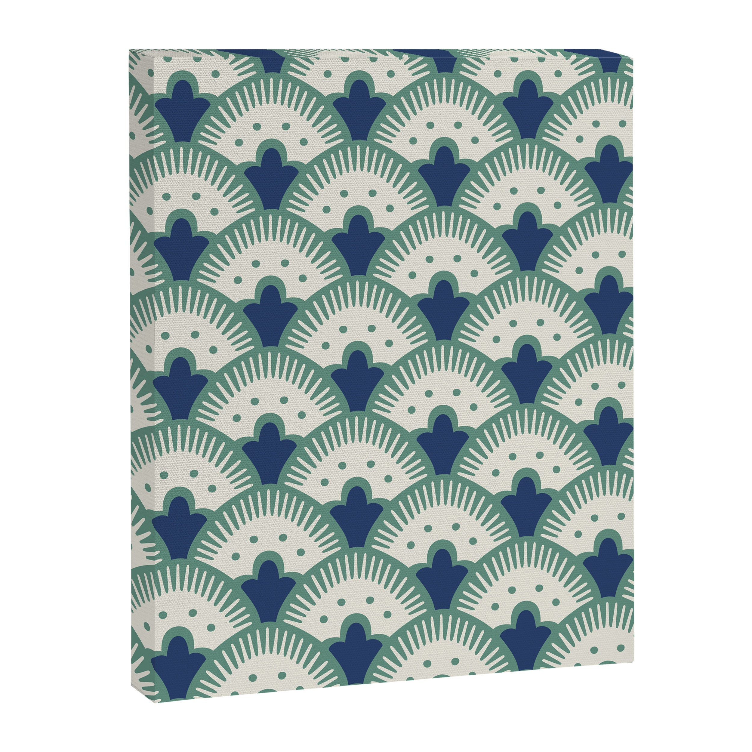 Art Deco Fan Pattern Blue/Green Canvas Print Gallery Image 8