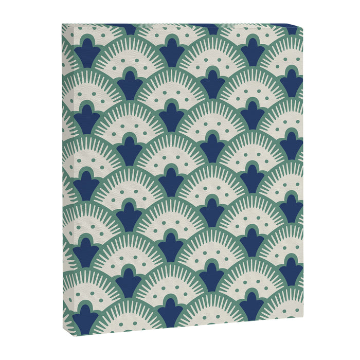 Art Deco Fan Pattern Blue/Green Canvas Print Gallery Image 1
