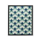 Art Deco Fan Pattern Blue/Green Framed Canvas Print Gallery Image 8