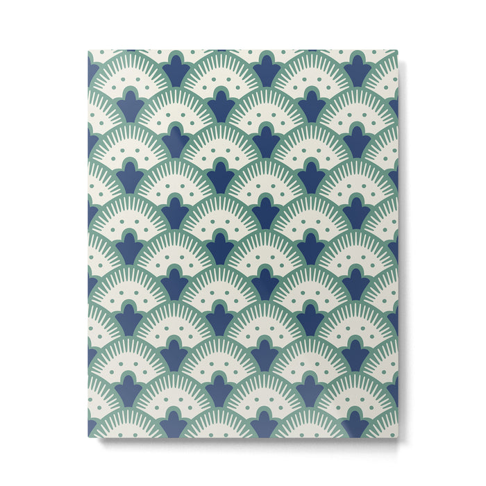 Art Deco Fan Pattern Blue/Green Metal Print Gallery Image 1