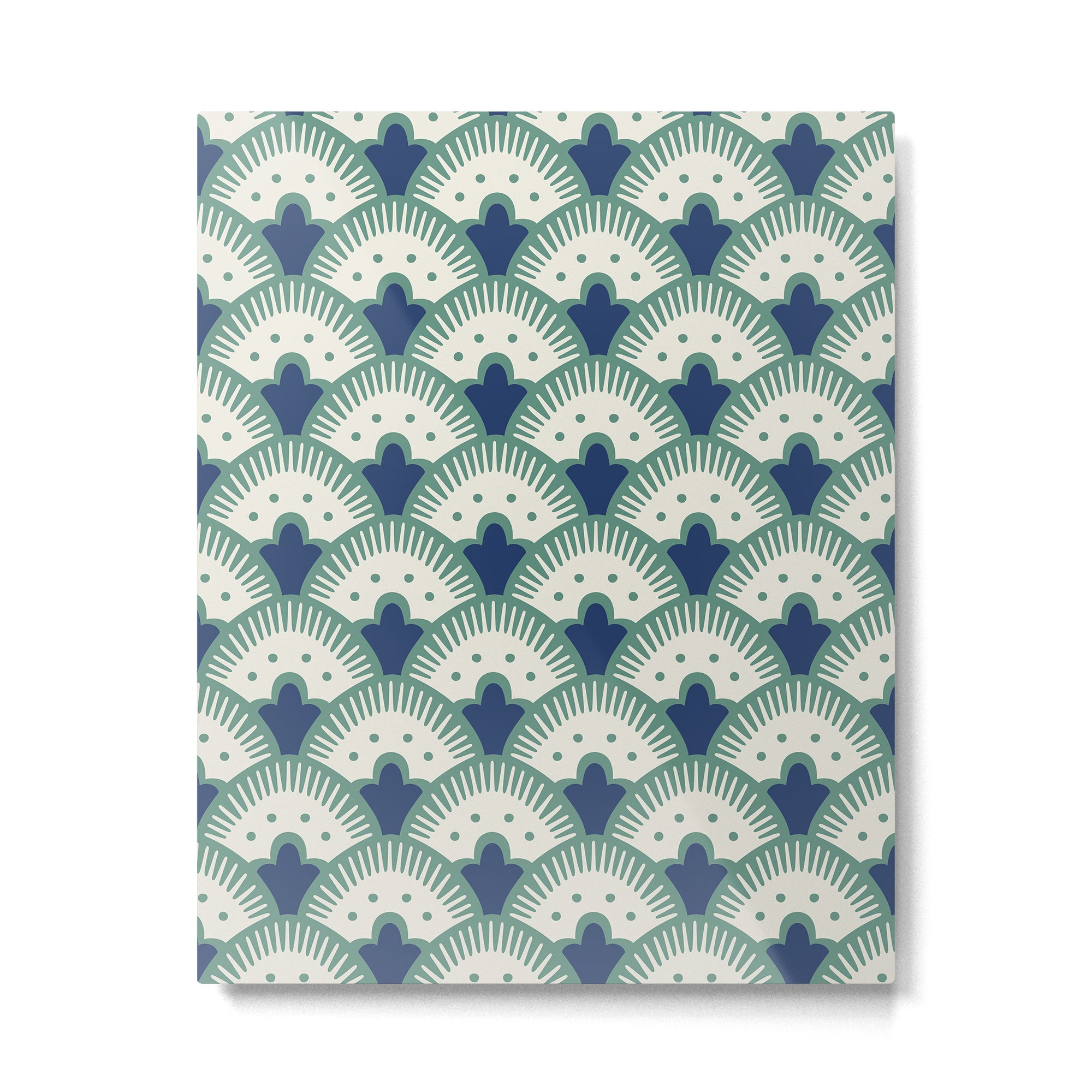 Art Deco Fan Pattern Blue/Green Metal Print Gallery Image 6