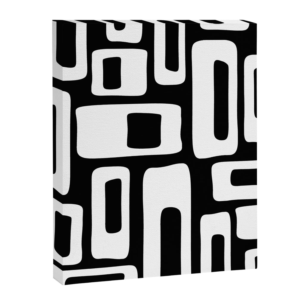 Black and White Mid Century Modern Abstract Pattern 335 Canvas Print Gallery Image 8