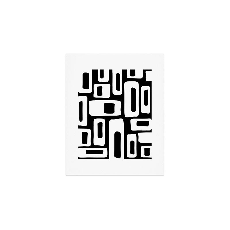 Black and White Mid Century Modern Abstract Pattern 335 Art Print Gallery Image 1