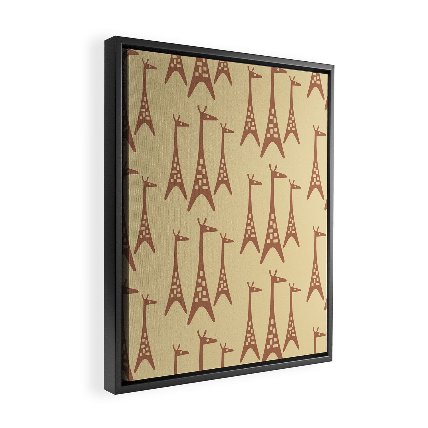 Brown and Tan Giraffe Framed Canvas Print Gallery Image 2